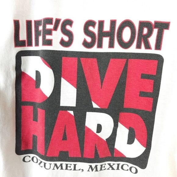 Vintage Scuba Diving T Shirt Mens Size Medium 90s Lifes Short Dive Hard Cozumel - Picture 4 of 8